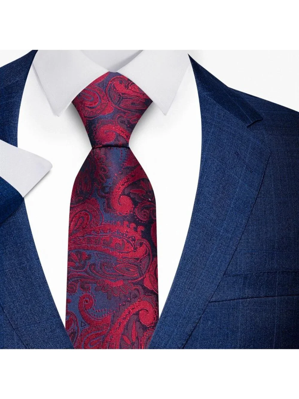 Mens Maroon 100% Microfiber Paisley Jacquard Formal Classic Necktie For Business